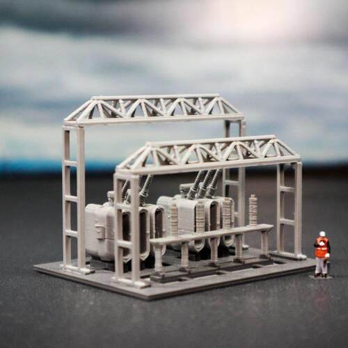 电力变电站火车模型沙盘工业建筑 场景 厂房周边 铁路搭配 1：160