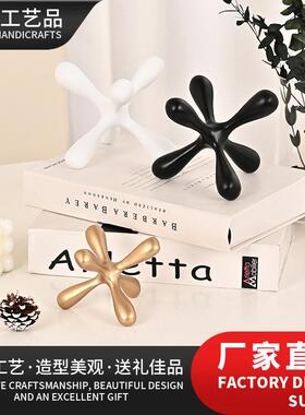 现代白色六角星树脂几何简约现代装饰品办公家居桌面艺术摆件