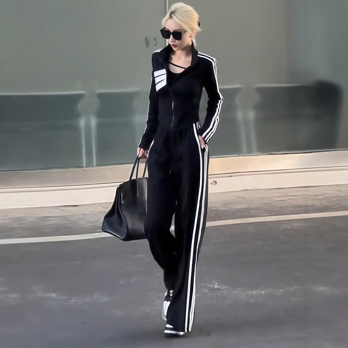 CHOLE STAR品牌春秋休闲运动服套装女2025新款阔腿裤跑步两件套装