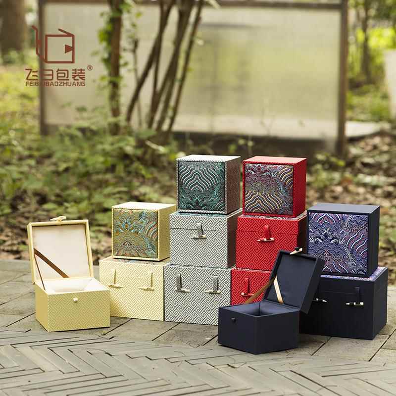 刺绣云锦盒紫砂壶建盏陶瓷玻璃品茶杯包装礼品布盒现货手工