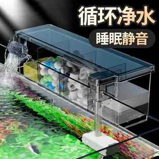 鱼缸上置透明分隔过滤盒净水循环三合一过滤器小鱼缸壁挂式滴流盒