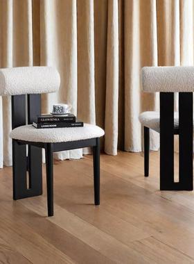 复法式中餐椅家用河马椅LZA子设计师黑色现代古简约椅靠背网红椅