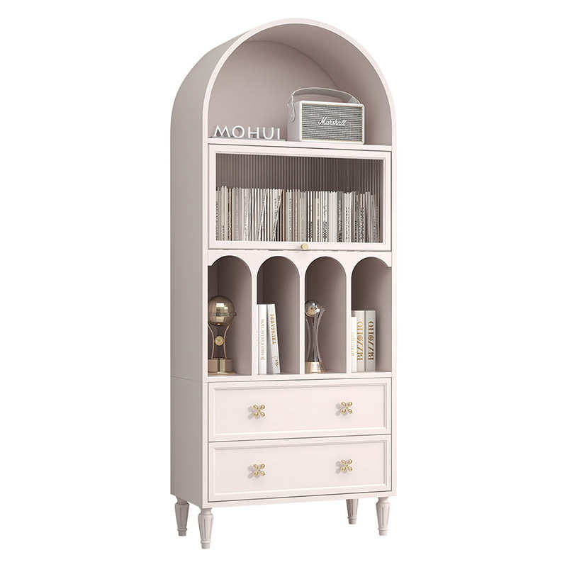 拱形儿童定制家具全美式旧复古白色古典书柜新奢实木做实木乡村轻