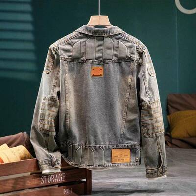 Classic Vintage Denim Jacket Mens Everyday Casual Outerwear