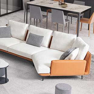 意式布艺沙发羽绒异形科技布北欧沙发转角皮沙发简约现代设计师款