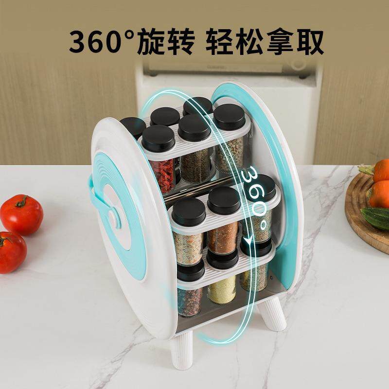 旋转天轮调味架多层储料物多功能摩调瓶罐置架厨房香1ghx+001料物