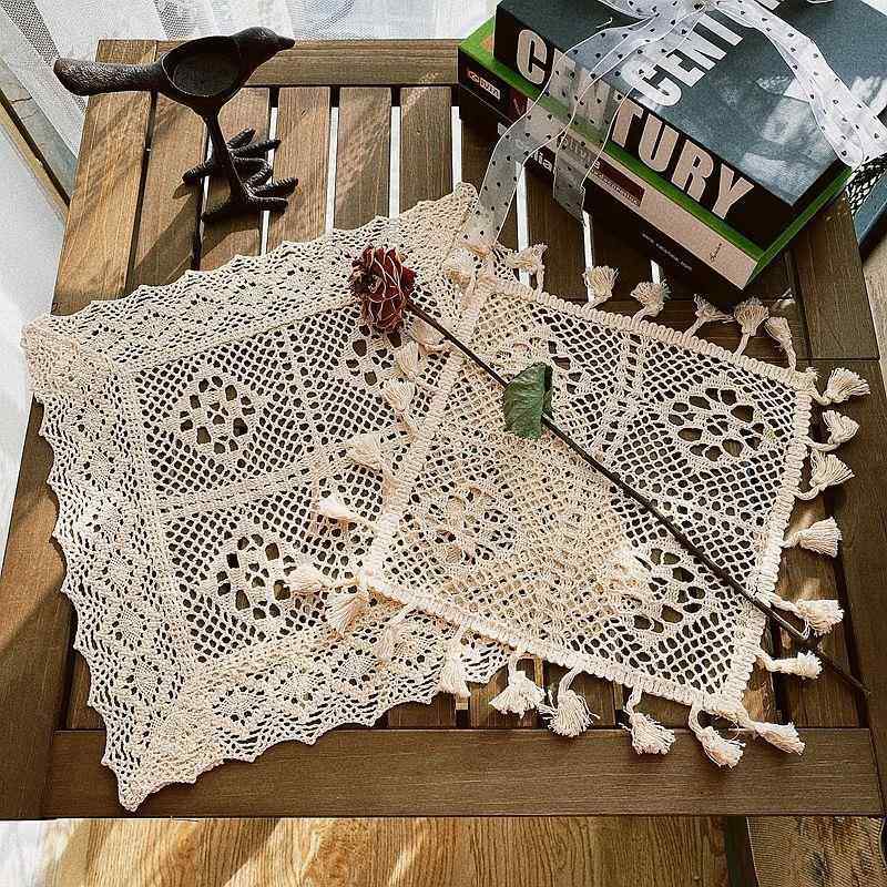 蓝秋绣坊美式钩针编织钩花蕾丝餐垫蕾丝桌布咖啡杯垫桌布防尘盖巾,居家布艺,桌布,淘宝优惠券,粉丝福利购,淘宝优惠卷