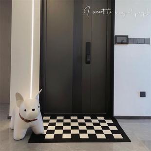 与风与海棋盘格入户地垫现代极简风脚垫进门玄关垫除尘耐磨耐极凯