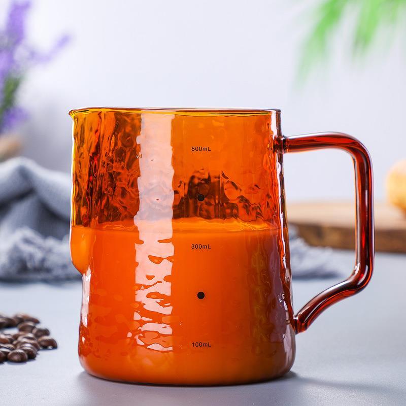 五家务 尖嘴拉花杯 彩色手工玻璃咖啡拉花缸咖啡机配套奶泡杯器具