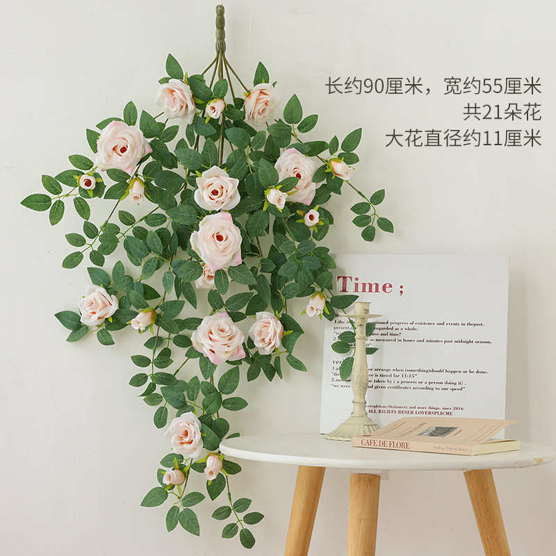 花假花墙藤蔓装饰玫瑰花花藤装饰空调爬藤蔷薇假管子围墙遮挡