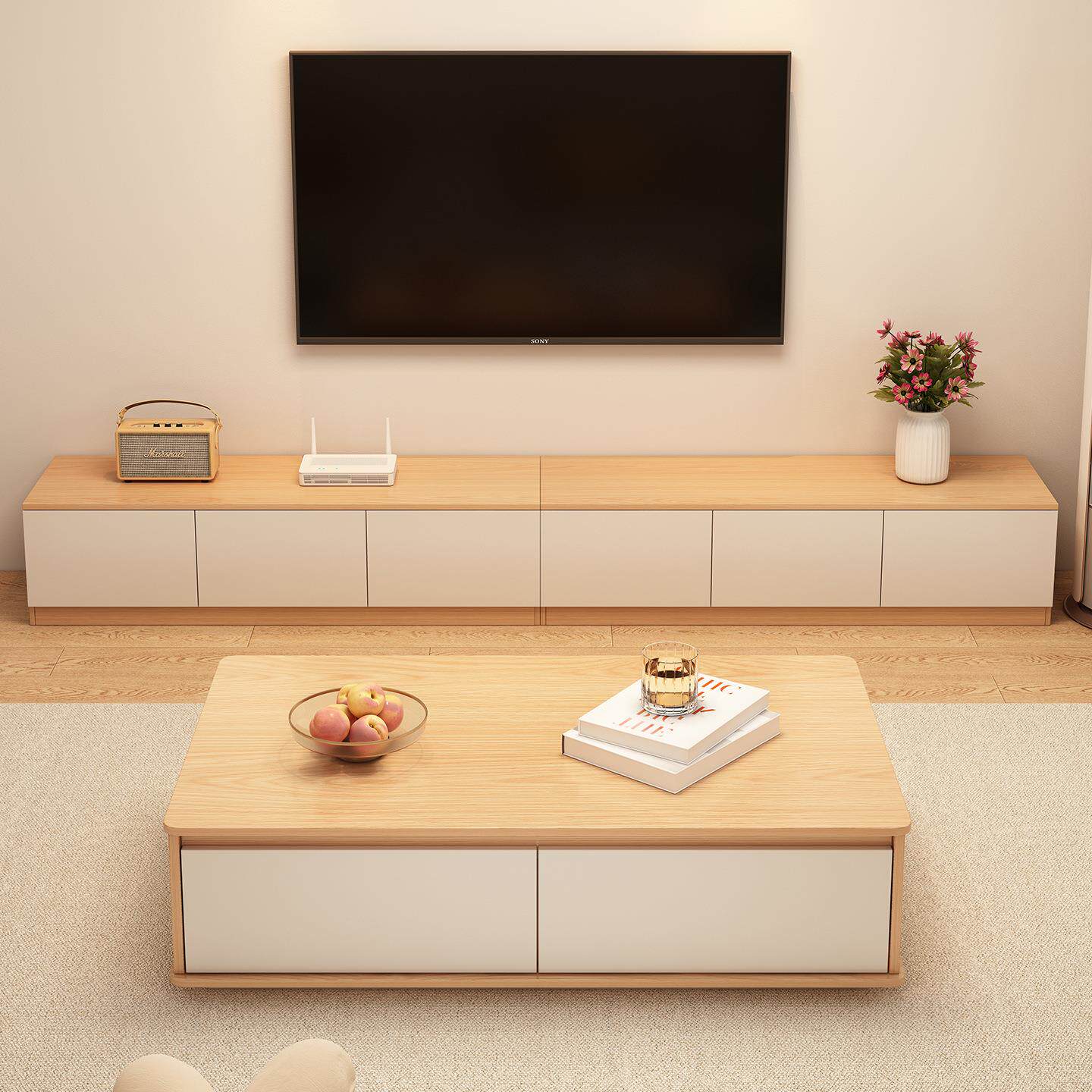 茶几客厅家用2026新款原木风桌子简约现代小户型沙发茶几桌电视柜