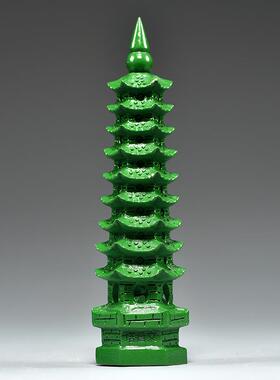 绿色木雕摆刻9层文昌实塔件木头九层文XCYZ0133昌塔居客厅办公室