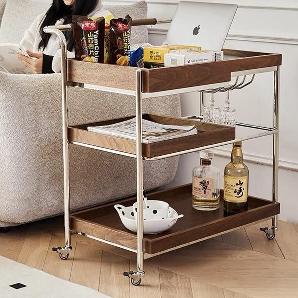 复古实木小茶几现代简约桌子小户型卧室侧边柜可移动沙发边几推车