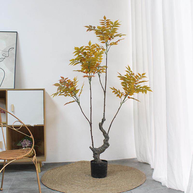仿漆树真绿植漆树假树仿真美植居物工厂直售家卧室阳台观陈装饰景
