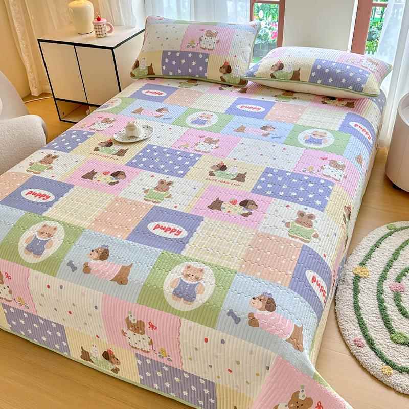 全2025款单面棉缝绗床HIM盖柔软亲肤纯棉新夹棉印花三件套可裸睡