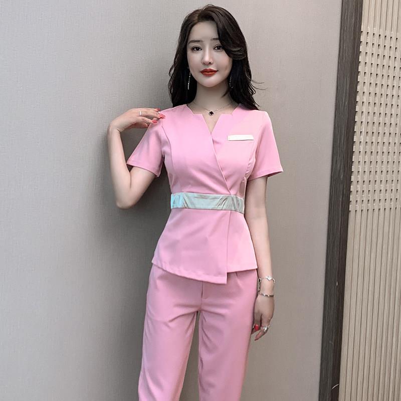 美容师工作服女秋冬高端气质工衣美容院养生馆短袖足浴足疗技师服