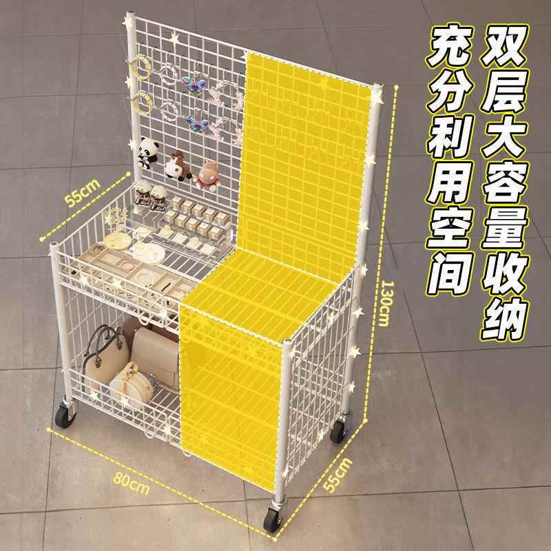 夜市摆756摊网格车移动地摆摊创示业小推超市货架车饰品折叠展架