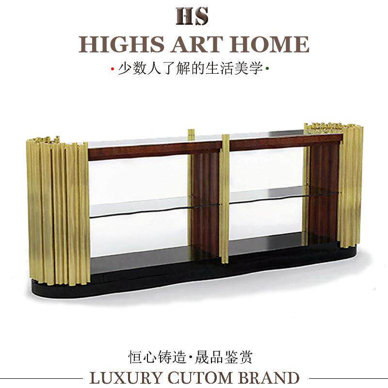 葡萄牙交响曲系列奢华玄关台别墅入门厅金属靠墙储物柜设计师家具