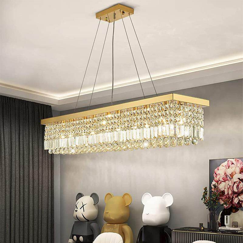 简约时尚餐厅灯吊灯现代家用一字型水晶灯具轻奢高端设计师吧台灯
