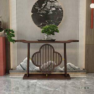 新中式入户术985对门玄正关桌端景台玄关台实木艺条案现代奢玄关