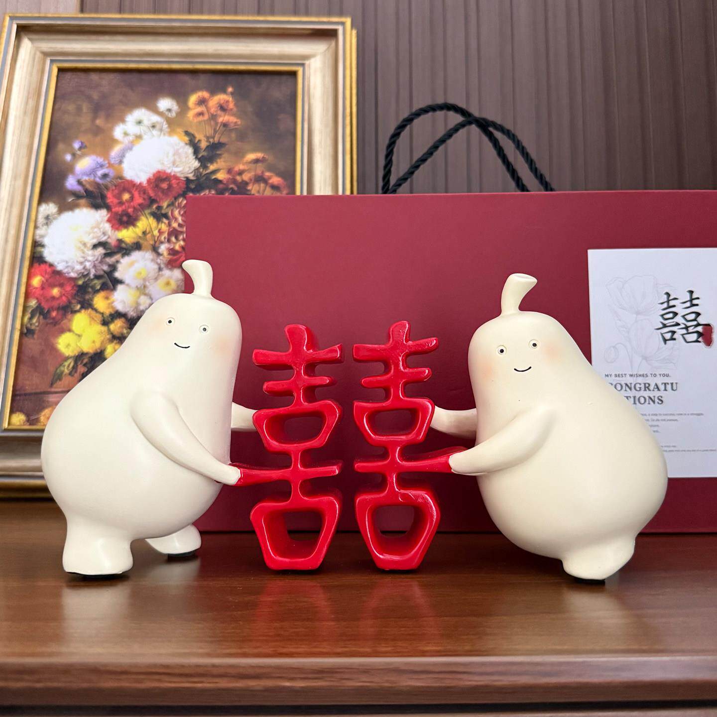 结婚礼品送新娘闺蜜喜字摆件永不分梨订婚礼物送姐妹新婚婚房装饰