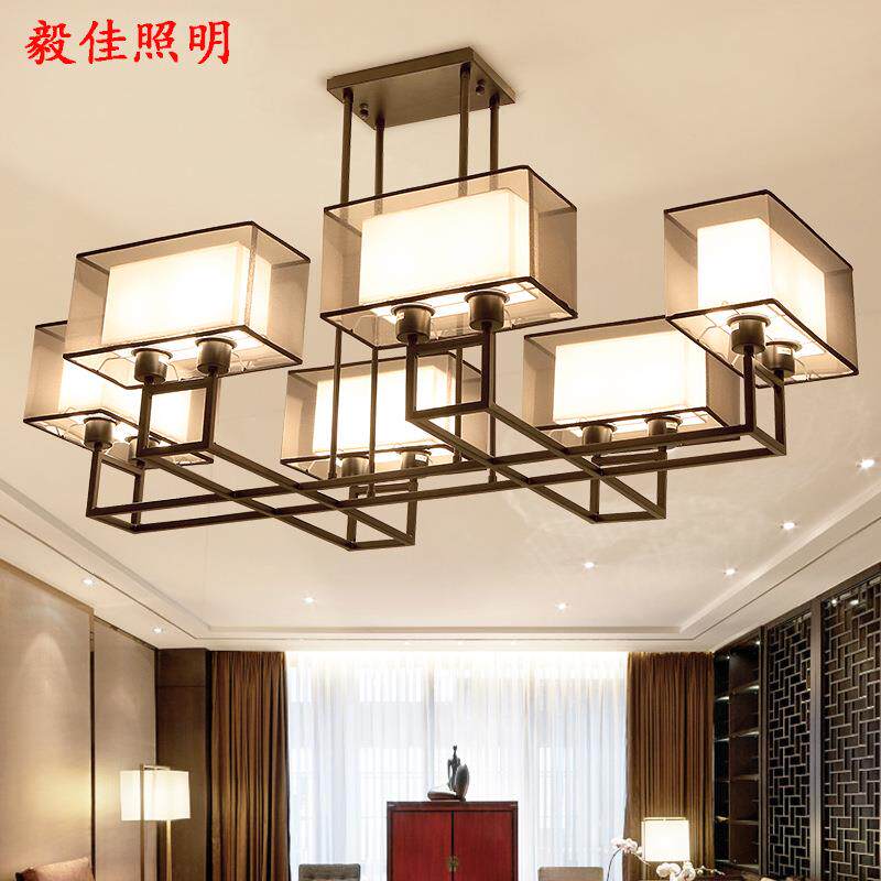 包邮现代简约新中式吊灯客厅灯仿古铁艺中式灯具复古卧室餐厅灯饰