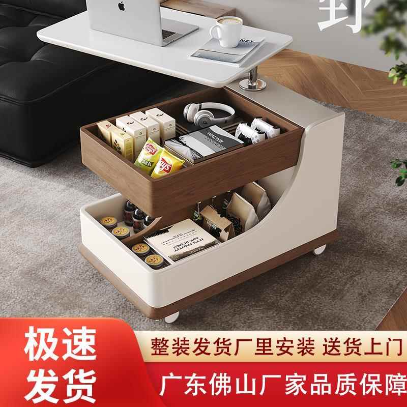 可移动沙发旁边的边几轻奢高级感客厅带轮子推车升降茶桌边柜侧柜