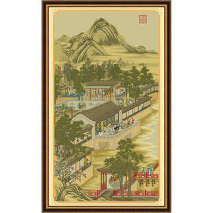 雍正十二月十字绣正月二月三月五月九月新款满绣版竖版客厅中国风