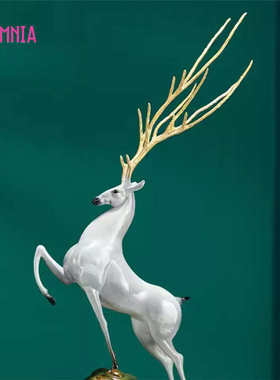 Rsemnia新中式铜鹿摆件如意福鹿工艺品中式家居客厅玄关乔迁礼品