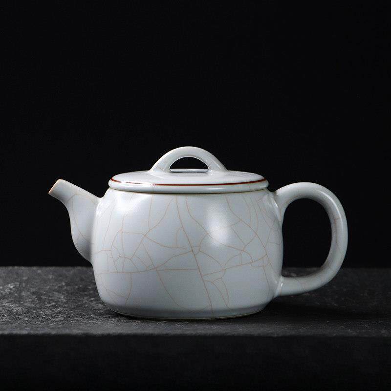 350毫升月白汝窑功夫茶具可养开 片泡茶壶汉瓦冰裂釉陶瓷家用轻奢