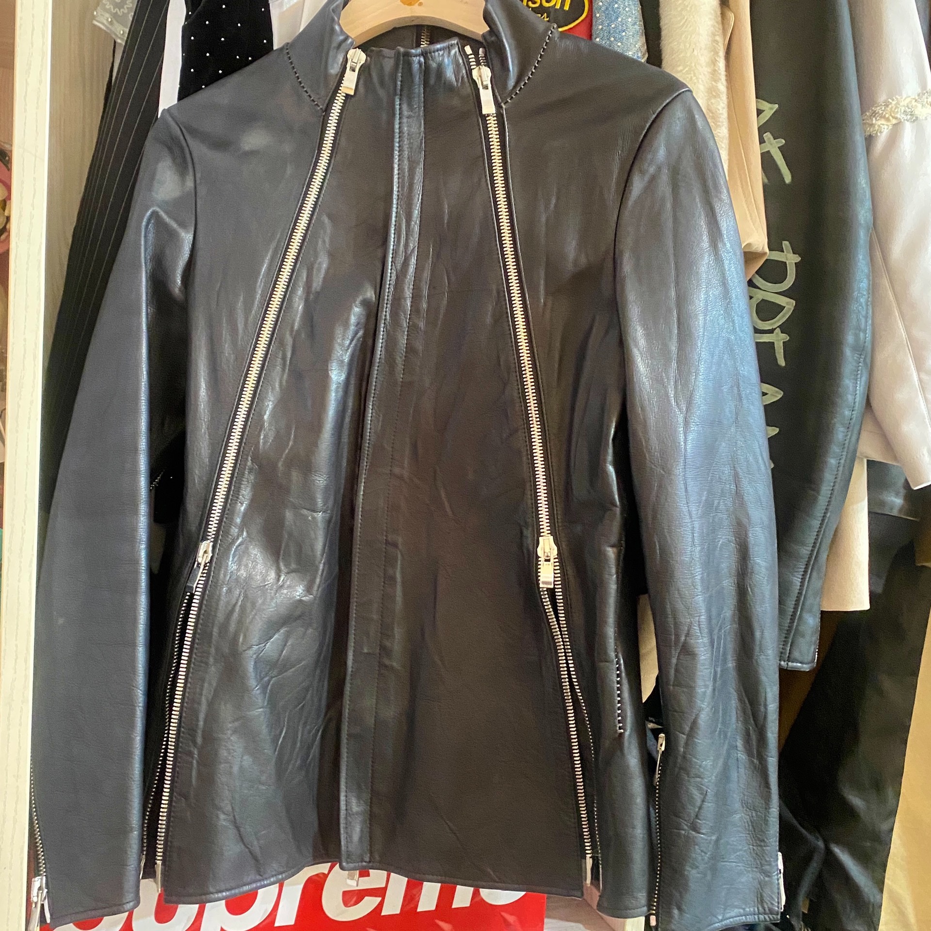 thumbnail for Dark Incarnation pre-loved detachable panelled leather jacket 2200 (Y