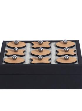 轻奢极简几何皮革棋盘XO九宫格北欧中古风造型设计款装饰艺术摆件
