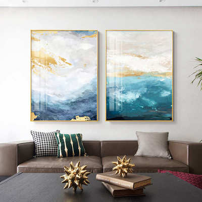 海纳百川抽象蓝色大海玄关装饰画简约北欧挂画酒店走廊大气墙壁画