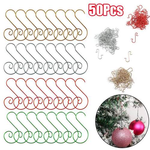 50/20Pcs Christmas S-shaped Hooks Xmas Tree Ball Hanging Pen