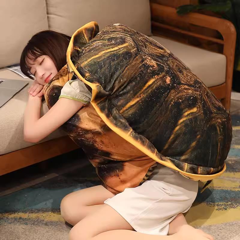 彷真乌龟壳抱枕可穿玩偶毛绒玩搞怪王八龟壳背心靠垫闺蜜生日礼物