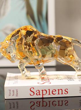 现代轻奢高档几何动物摆件亚克力鹿工艺品水晶牛酒柜骏马桌面摆设