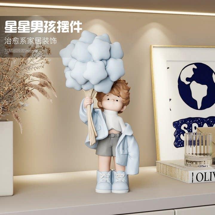 轻奢男孩桌面摆件家居装饰品客厅玄关电视柜酒柜摆设男生生日礼物