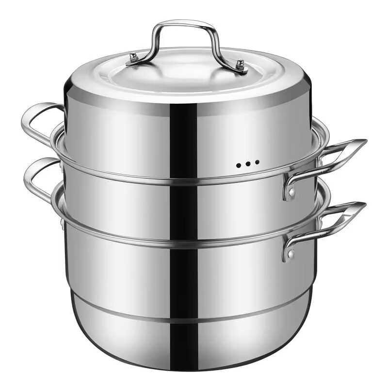 锅加厚多用蒸锅底工厂复大容量锅蒸锅双耳家用304直供多层不锈钢