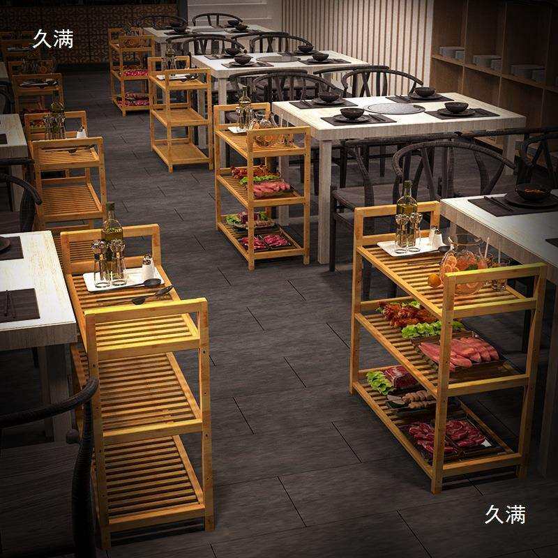 菜架多层火锅店厨房放菜品层架饭店商用摆蔬菜盘实木置物架子