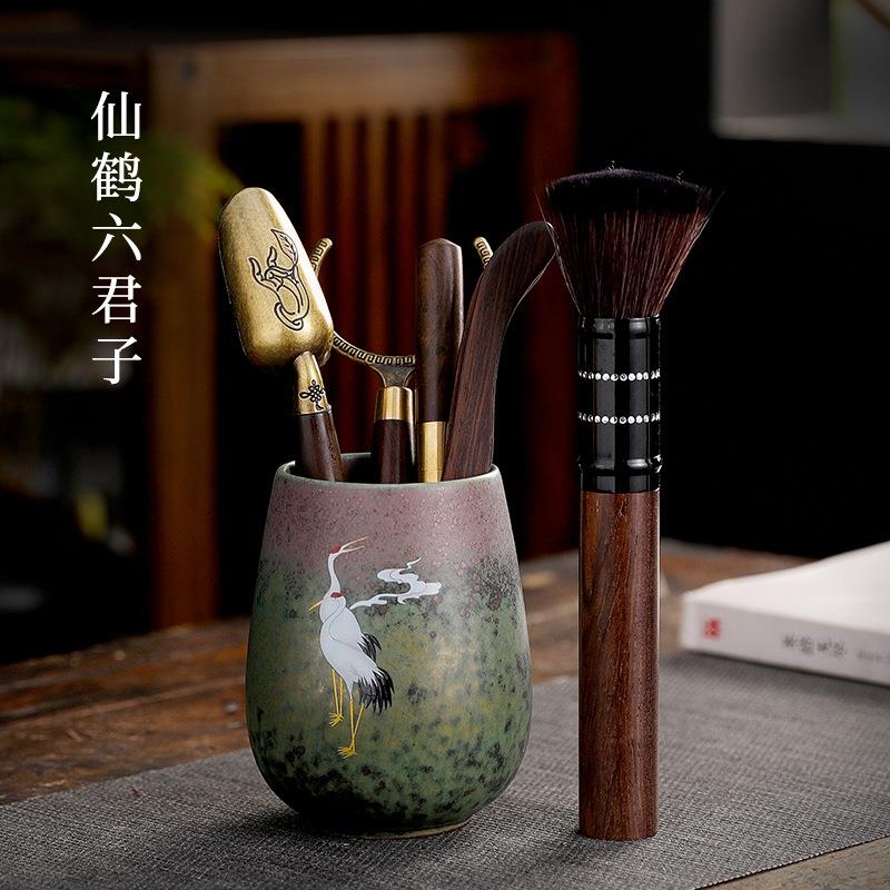 新款直销焕彩仙鹤茶道六君子茶具配件功夫茶套装茶夹养壶笔刀泡茶