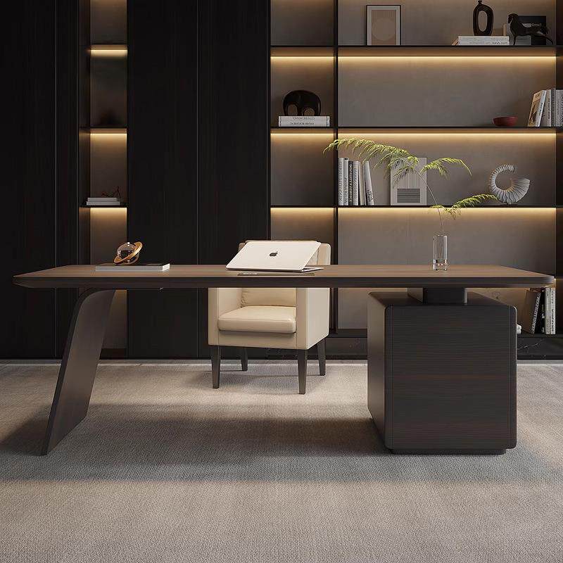 新品意式极简实木书桌家用客厅书房写字台简约轻奢老板电脑办公桌