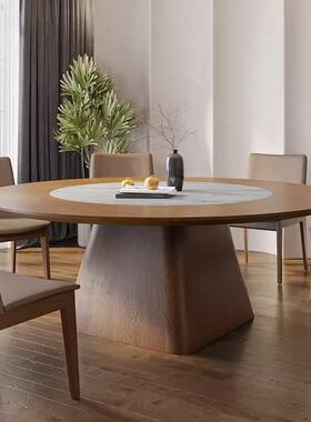 1.8米大圆桌1实2人家用木胡大桃色带嵌入转盘圆桌中式餐型JWN圆餐