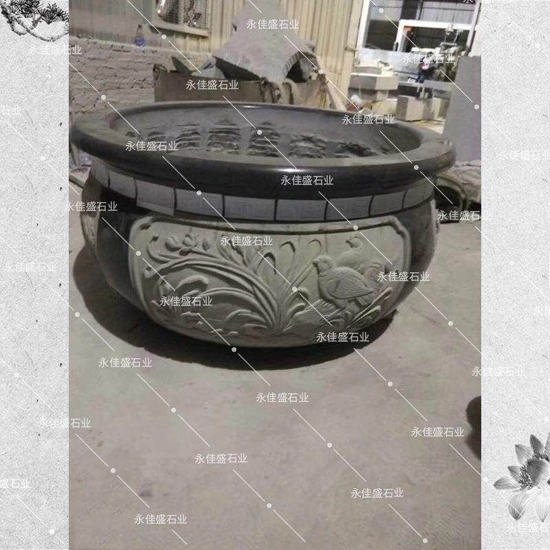 花岗岩水缸水钵水景荷花缸花盆整石石盆石钵雕刻花瓶石头水缸摆件