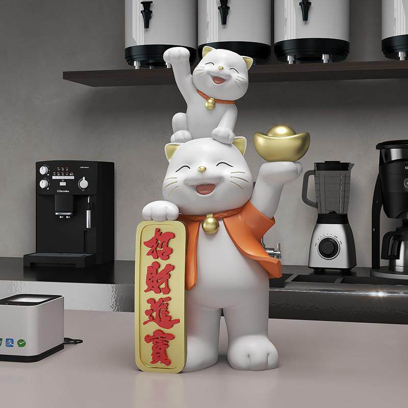 创意招财猫工艺品摆件客厅沙发旁前台大厅装饰品新店铺开业送礼
