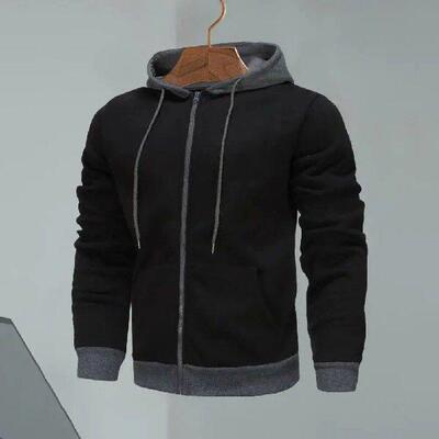 Solid Color Hoodie Jacket Men