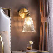 全铜轻奢水晶壁灯客厅电视背景墙卧室床头楼梯过道灯现代简约壁灯