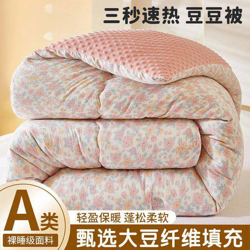 a类冬季加厚保暖豆豆绒被芯学生宿舍单双人防寒加绒被双面豆豆被