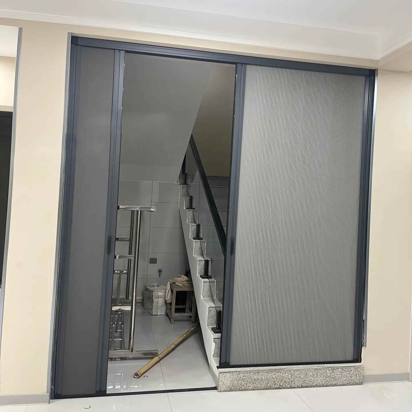 楼梯口折叠门蜂巢门免打孔全遮光隐形推拉门防水隔断门空调挡冷气