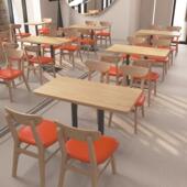 奶茶店桌组合小吃甜品木汉快餐堡麻323椅辣烫面馆卡座沙发实餐椅