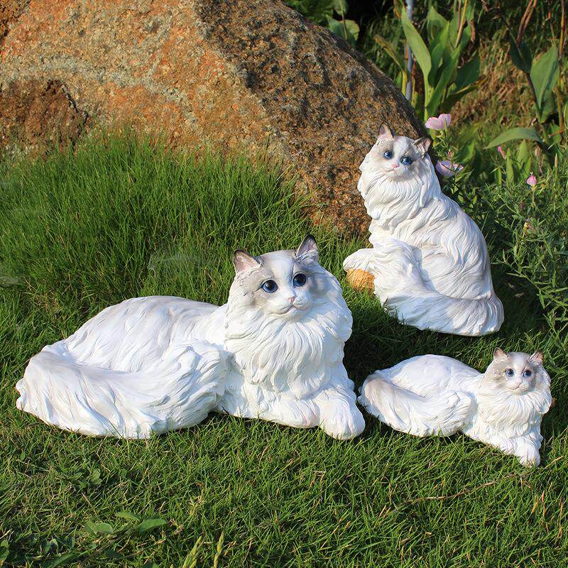 仿真布偶猫摆件可爱树脂动物模型小猫摆件客厅电视柜装饰家居摆设